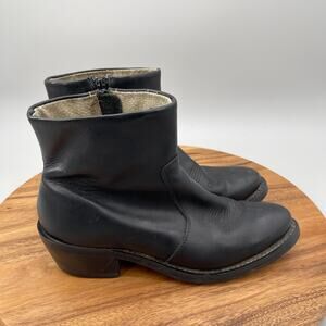 Durango Boots Mens Size 8 D 7" Side Zip Black Leather Western Cowboy Rodeo Shoes